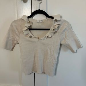 Sandro cropped knit ruffle short sleeve